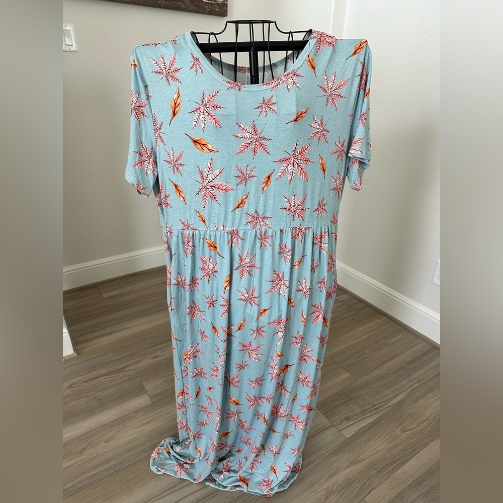 LONGYUAN Women Short Sleeve Casual Dress Hide Belly Fat Loose Fit/long size 4XL